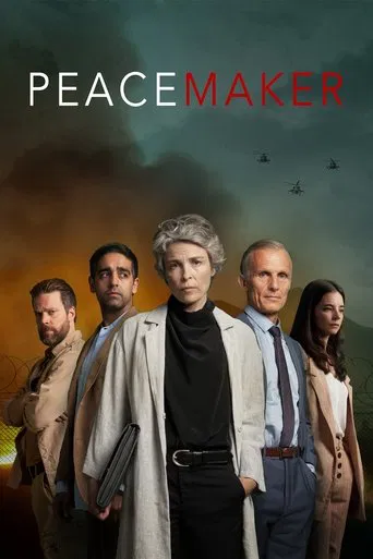 The poster features a group of four men and one woman standing against a dramatic, cloudy sky. The central figure wears a trench coat over a black top, exuding confidence. Surrounding them are other characters in varied attire, suggesting a diverse cast. The muted earth tones and stormy backdrop ...