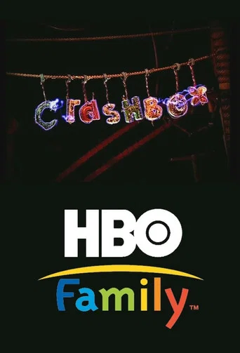 A vibrant "Crashbox" poster captures the chaotic energy of a late-night comedy show. The letters are illuminated in colorful, dynamic hues against a dark background, evoking excitement and fun. The poster suggests a lively, entertaining experience for viewers.