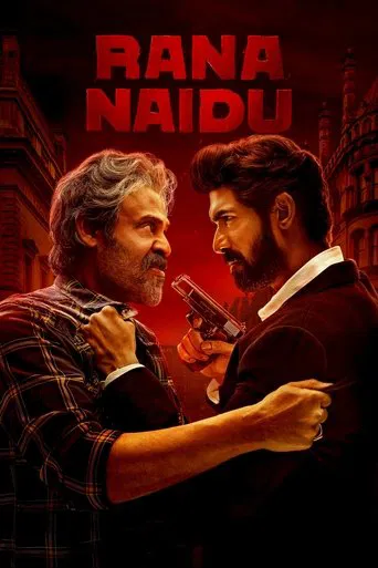 The poster features a dramatic confrontation between two men against a dark, moody background. The man on the left, with gray hair and a beard, holds a gun while the man on the right, with dark hair and a beard, looks intently at him. The red and black color scheme creates a tense atmosphere, emp...