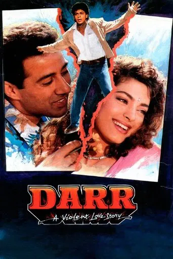 The poster features a dramatic scene with a man and woman in the foreground, while a man stands in the background with arms outstretched against a fiery, explosive backdrop. The colors are vivid, with deep blues and fiery oranges dominating the composition, conveying a sense of urgency and passio...