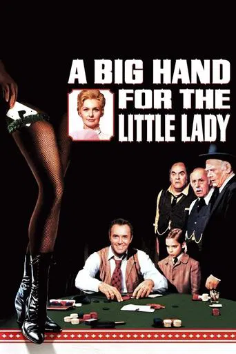 The poster features a glamorous woman in a black dress and heels standing on the left, while a group of men in suits and a woman in a suit sit at a poker table. The dark background contrasts with the vibrant colors of the characters and the green felt table. The mood suggests a classic Hollywood ...