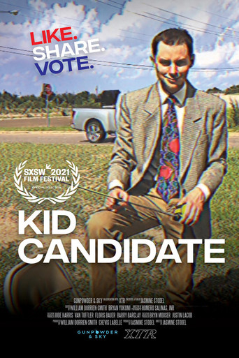 The poster features a man in a suit and tie, smiling confidently against a backdrop of a rural landscape with a pickup truck. The colors are vibrant, with the man's attire contrasting against the earthy tones of the field. The mood is one of optimism and political ambition, with the bold text "LI...
