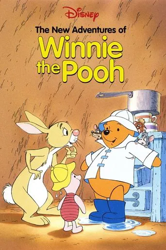 This Disney poster features Winnie the Pooh and his friends in a cheerful scene. The warm, earthy tones of the background evoke a cozy, nostalgic mood. The characters are depicted with soft, inviting expressions, capturing the beloved charm of the classic cartoon.