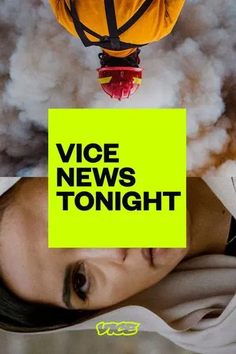 The poster features a woman with a contemplative expression, her face partially obscured by a bright yellow hot air balloon. The balloon's vibrant colors contrast with the soft, ethereal white smoke in the background, creating a dreamy, mysterious atmosphere. The bold text "VICE NEWS TONIGHT" in ...