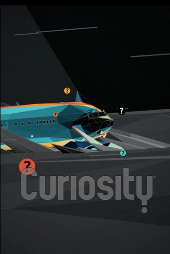 This Discovery Channel poster features a cosmic scene with astronauts exploring space, set against a starry backdrop. The title "Curiosity" dominates the center in bold white letters, with the subtitle "Series One" below. The mood is adventurous and mysterious, inviting viewers into an exciting s...