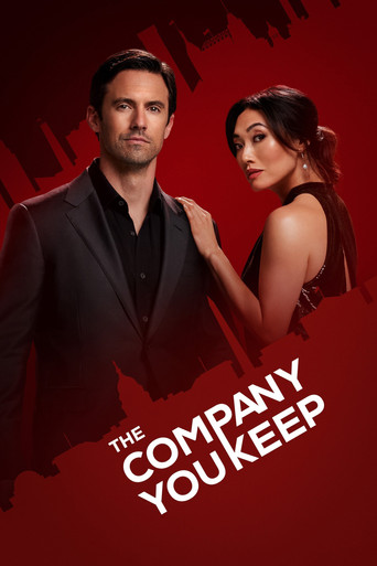 The poster features a man and woman standing against a dark, textured background. The woman wears a navy blue blouse, while the man is in a black shirt. The title "The Company You Keep" is prominently displayed in bold white letters. The overall mood is serious and professional.