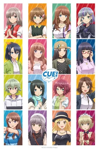 This vibrant TV show poster features a grid of colorful anime-style characters, each with distinct personalities and expressive faces. The bright, varied hues create a lively and energetic atmosphere, suggesting a dynamic and engaging narrative. The playful design and cheerful color palette evoke...