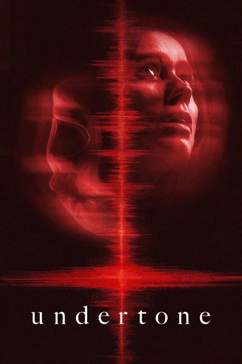 The poster features a haunting silhouette of a person against a stark black background, illuminated by a piercing red light that creates a sense of mystery and dread. The word "undertone" is subtly placed at the bottom, hinting at a psychological thriller with an eerie atmosphere.