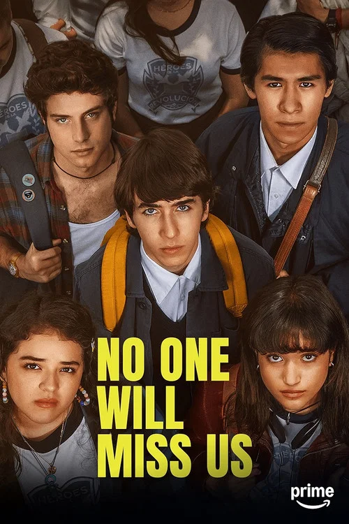 The poster features a group of young men and boys with intense, determined expressions against a dark background. The vibrant yellow text "NADIE NOS VA A EXTRANAR" stands out prominently, suggesting a theme of migration or displacement. The overall mood is one of hope and determination, capturing...