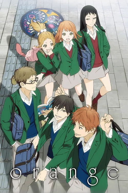 This vibrant anime poster features a group of students in matching green school uniforms, exuding youthful energy and camaraderie. The warm orange background complements the characters' attire, creating a lively and inviting atmosphere. The playful expressions and dynamic poses convey a sense of ...