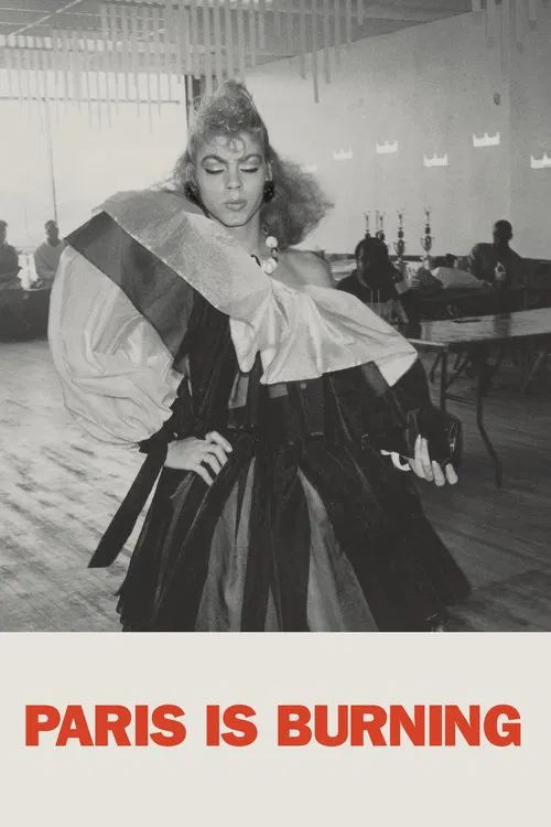 The poster features a striking black-and-white photograph of a woman in a dramatic pose, surrounded by blurred figures in what appears to be an indoor setting. The bold red text at the bottom emphasizes the film's title. The mood is intense and mysterious, capturing the essence of a noir drama.