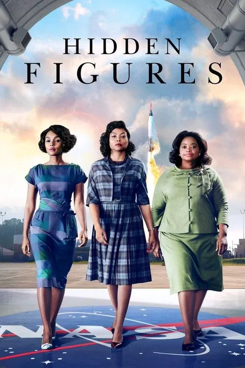 The poster features three women in vibrant, contrasting colors—blue, green, and plaid—standing confidently on a basketball court. Their confident expressions and poised postures convey strength and determination. The backdrop of a bright sky with a distant city adds depth, while the bold title "H...