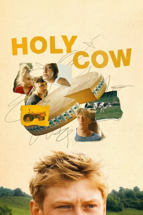 The poster features a warm, vintage aesthetic with a beige background and bold yellow text. It showcases a collage of characters in a nostalgic, slightly surreal scene, suggesting a blend of humor and heartwarming storytelling. The mood is lighthearted and inviting, capturing the essence of a cla...