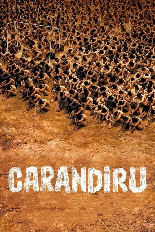 The poster features a grid of small, evocative images depicting diverse scenes—social gatherings, intimate moments, and urban settings—set against a warm, golden backdrop. The title "CARANDIRU" appears boldly at the bottom, suggesting themes of identity, heritage, and cultural depth. The overall ...
