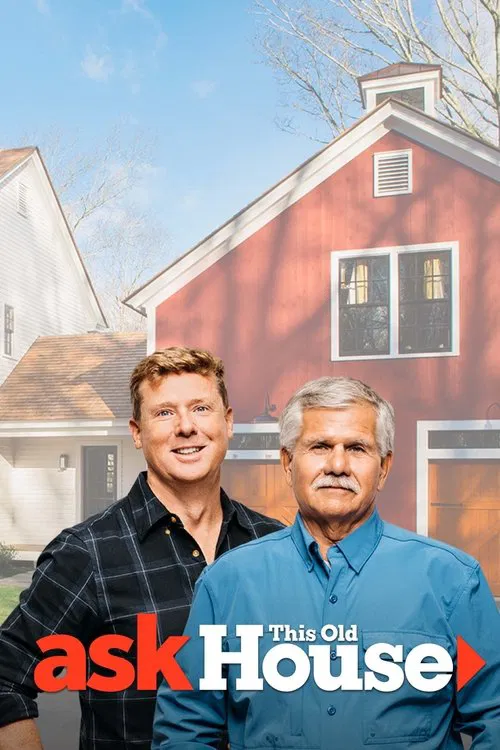 Two men stand proudly in a bright, modern kitchen, exuding confidence and warmth. The blue and white color scheme of the poster reflects their cheerful demeanor. The scene captures a moment of shared pride and satisfaction, inviting viewers to engage with the show's authentic and inviting style.