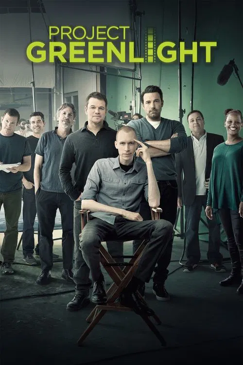 The poster features a group of men in a dimly lit, industrial setting, with one man seated prominently in the foreground. The muted green and gray tones create a somber, mysterious atmosphere, while the bold title text adds a sense of intrigue and potential drama.