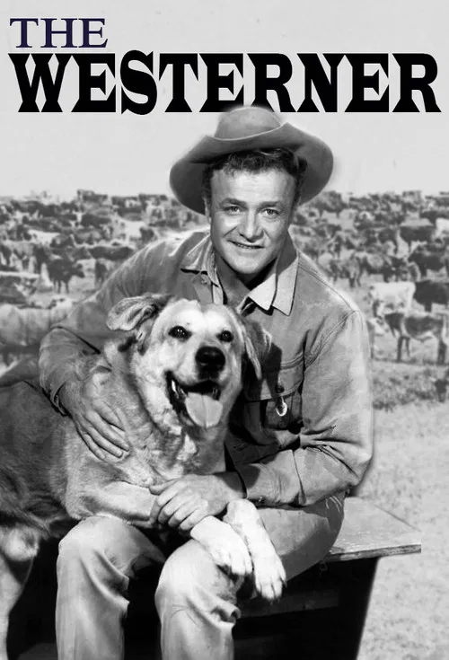The Westerner poster features a smiling cowboy holding a friendly dog, set against a backdrop of a sprawling town. The warm sepia tones evoke a nostalgic, adventurous mood.