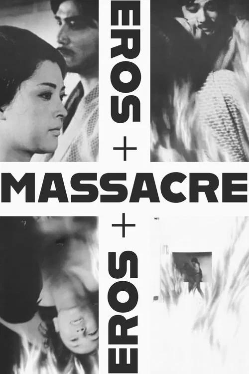 The poster features a striking black-and-white design with bold vertical text. It depicts intense, dramatic scenes of people in close proximity, suggesting themes of passion and conflict. The monochromatic palette and dynamic composition evoke a sense of urgency and drama, capturing the essence o...