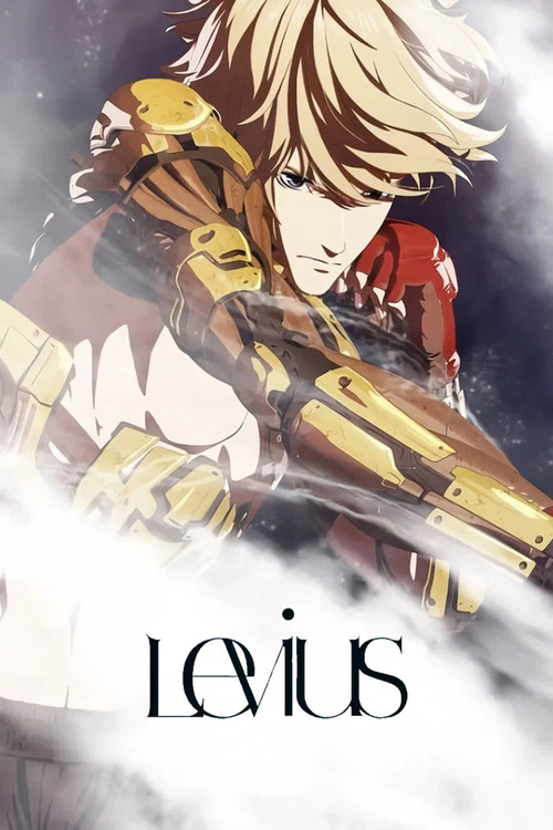The poster features a determined blonde character in a futuristic, armored suit against a dramatic, misty background. The bold, metallic gold and red colors convey a sense of power and intensity, while the mysterious, ethereal atmosphere suggests a high-stakes action drama.