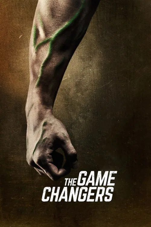 The poster features a muscular arm gripping a clenched fist, symbolizing strength and determination. The muted brown and green tones evoke a gritty, intense atmosphere, while the bold white text "THE GAME CHANGERS" anchors the image with a sense of urgency and action.