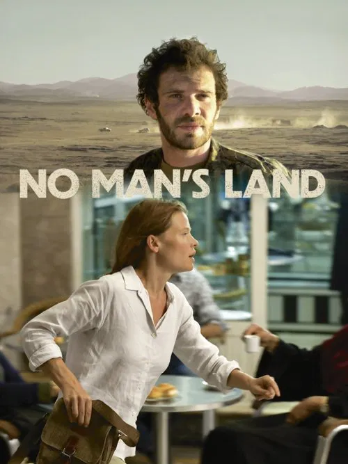 The poster captures a somber yet hopeful scene of two characters in a war-torn landscape, with muted earth tones and soft lighting evoking a sense of resilience and human connection amidst destruction.