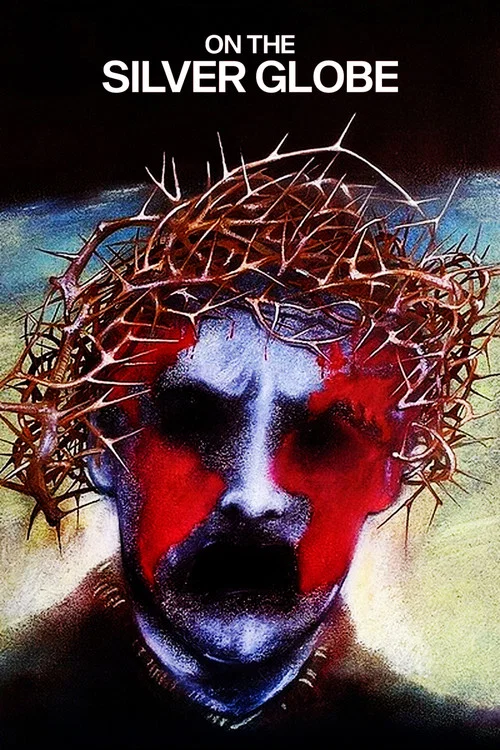 The poster depicts a hauntingly beautiful figure with a crown of thorns, set against a dark, moody background. The red and white colors create a striking contrast, evoking a sense of mystery and drama. The overall mood is eerie and contemplative, hinting at themes of loss and spiritual significance.