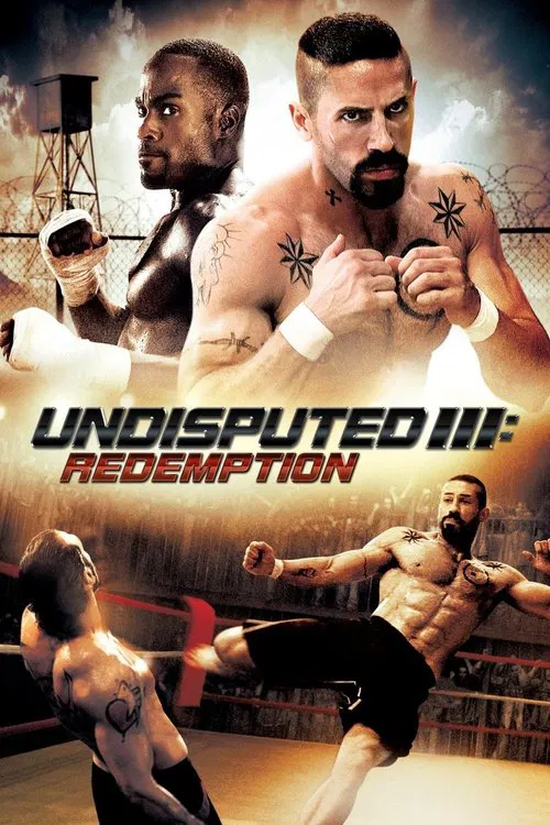 The poster features three muscular fighters in a boxing ring, with one prominently displayed in the center. The intense colors of red, black, and gold create a dramatic atmosphere, emphasizing the competitive spirit and the high stakes of the fight.