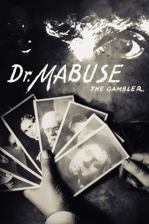 The poster features a dark, brooding figure in a long coat against a muted, sepia-toned background. The title "Dr. Mabuse" is written in bold red letters, evoking mystery and intrigue. The overall mood is somber and suspenseful, hinting at a dark, dramatic story.