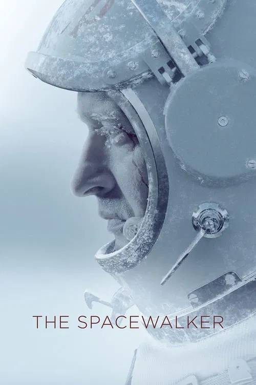 The image features a close-up of a person in a space helmet, with a cold, monochromatic blue and white color palette. The mood is mysterious and atmospheric, evoking a sense of isolation and exploration. The text "THE SPACEWALKER" is prominently displayed at the bottom.