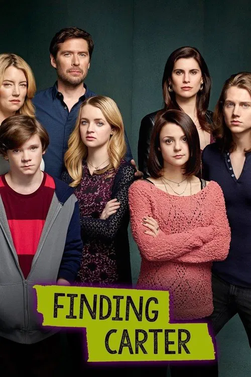 This poster features a group of seven characters standing against a dark background, exuding a serious and intense mood. The characters are dressed in casual, everyday clothing, suggesting a grounded reality show setting. The color palette is muted, with earthy tones and soft lighting that create...