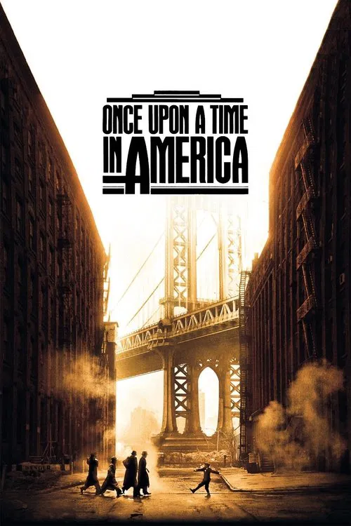The poster features a dramatic scene with four figures walking toward the iconic Golden Gate Bridge, bathed in warm, golden hues that evoke a sense of nostalgia and adventure. The composition emphasizes the vastness of the bridge and the historical significance of the location, creating an evocat...