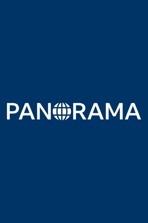 The poster features a minimalist design with the word "PANORAMA" in bold white letters against a deep blue background. The globe icon within the letters adds a sense of global reach and exploration. The clean, modern aesthetic suggests a documentary or travel show aimed at captivating viewers wit...