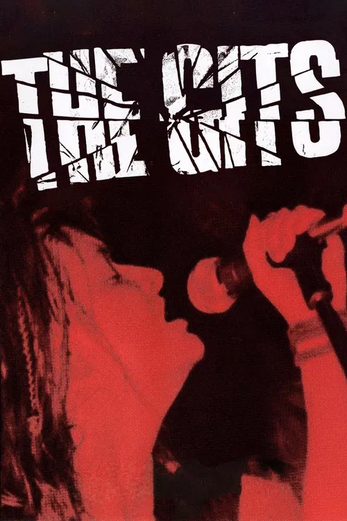 The Gits poster features silhouettes of two figures in a tense, dramatic pose against a vivid red background. The bold, distressed typography of "THE GITS" evokes a gritty, urban atmosphere. The overall mood is one of suspense and intensity, capturing the essence of a high-stakes musical performa...
