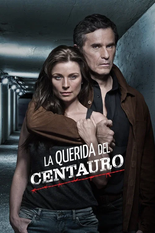The poster features three men and a woman in dramatic poses, with a dark, moody atmosphere. The woman in the center wears a black outfit, while the men around her are dressed in leather jackets. The title "La Querida del Centauro" is prominently displayed in bold, white letters. The overall mood ...