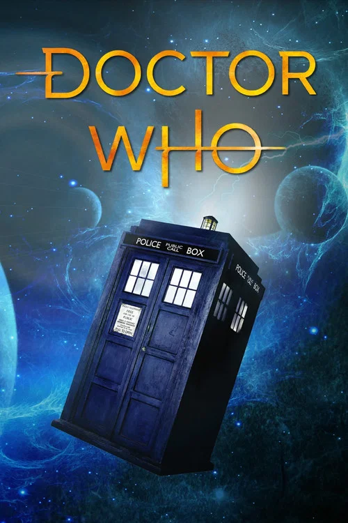 The poster features six characters from the Doctor Who series, set against a warm, golden background. The central figures, including the main cast members, exude a sense of mystery and adventure, with their expressions hinting at the thrilling journey ahead. The vibrant colors and dynamic composi...