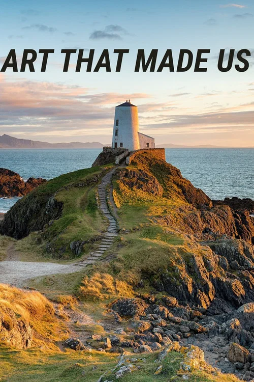 The poster features a lone lighthouse standing atop a rugged, grassy cliff overlooking a serene ocean at sunset. Warm golden hues blend with soft blues and purples, evoking a peaceful, reflective mood. The minimalist composition emphasizes the solitary beauty of the scene, capturing the essence o...