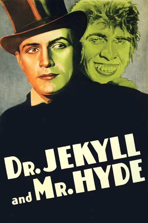 The poster features a man in a top hat and dark suit against a black background, while a sinister, green-skinned figure looms behind him. The stark contrast between the pale and menacing characters creates a suspenseful, eerie mood, hinting at the dark secrets of the story.