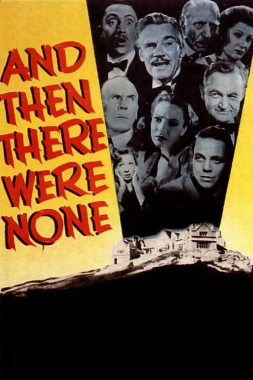 The poster features a collage of black-and-white portraits against a vibrant yellow background, evoking a sense of mystery and intrigue. The bold red text adds a dramatic flair, while the shadowy figures at the bottom hint at a suspenseful narrative.