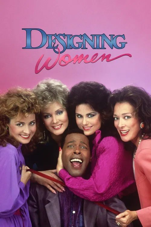 The poster features six women in vibrant, colorful outfits against a soft pink background, exuding confidence and charm. The mood is playful and celebratory, with each character smiling warmly, suggesting a fun and engaging storyline.