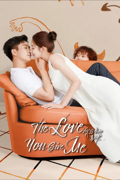 A couple shares a tender kiss on an orange sofa, exuding warmth and romance. The soft lighting and pastel tones create a dreamy atmosphere, capturing the essence of their shared love story.