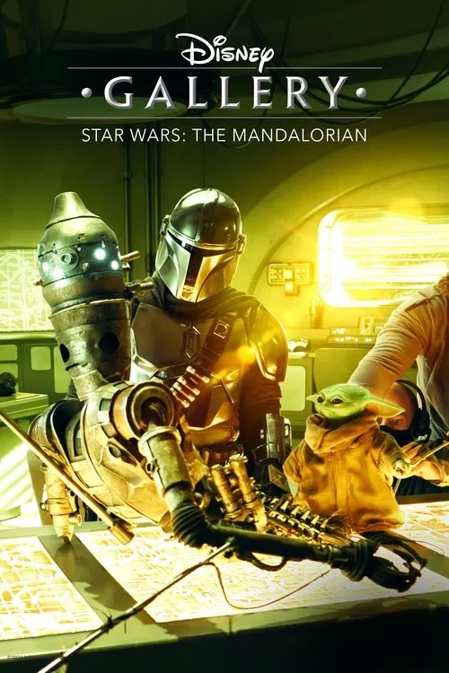 The poster features a dramatic scene with Mandalorian armor glowing against a fiery backdrop, evoking a sense of epic adventure and action. The warm, golden lighting enhances the adventurous and intense mood, while the detailed armor and weapons suggest a high-stakes galactic encounter.
