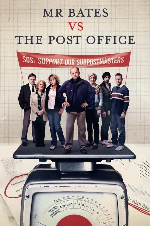 This TV show poster features a group of people standing atop a vintage mechanical scale, symbolizing the tension between the two opposing forces. The poster uses a mix of warm and cool tones, with the red banner emphasizing the "support our suprememasters" message. The overall mood is one of dram...