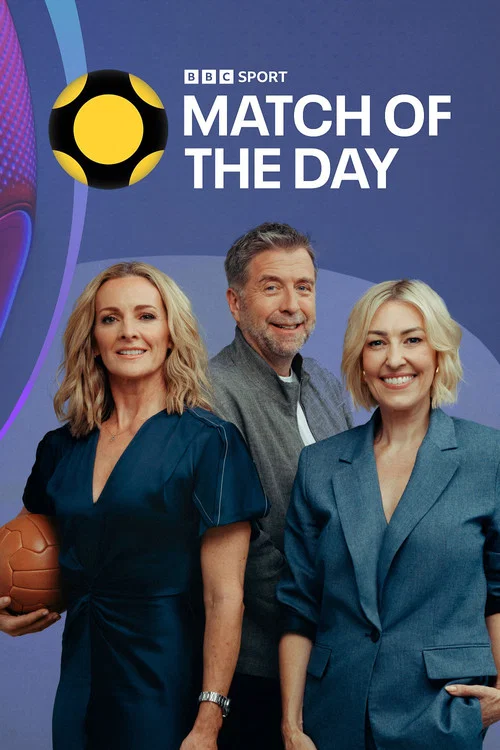 The poster features a majestic golden trophy crowned with a crown, set against a serene sky with soft clouds and distant mountains. The trophy is adorned with blue ribbons bearing the Premier League logo, symbolizing victory and prestige. The BBC Sport branding at the top emphasizes the show's fo...