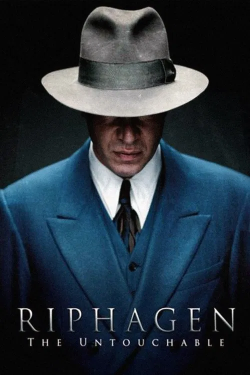 The poster features a man in a sharp blue suit and fedora, exuding mystery and authority. The dark background contrasts with his vibrant blue attire, creating a striking visual impact. The title "Riphagen" is prominently displayed at the bottom, suggesting a powerful and untouchable character.
