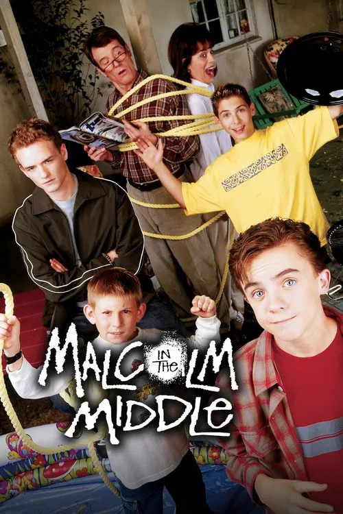 The poster features six characters in a lively, colorful scene, capturing the chaotic energy of the show. The vibrant yellow shirt and red sweater add warmth to the image, while the playful expressions and dynamic poses convey the show's fun and rebellious spirit.