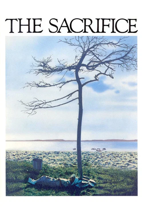 The poster features a desolate landscape with a dilapidated house in the foreground, surrounded by trees and a muddy field. Two figures stand near the house, evoking a somber and melancholic mood. The muted earth tones and sparse details suggest a story of loss and abandonment.