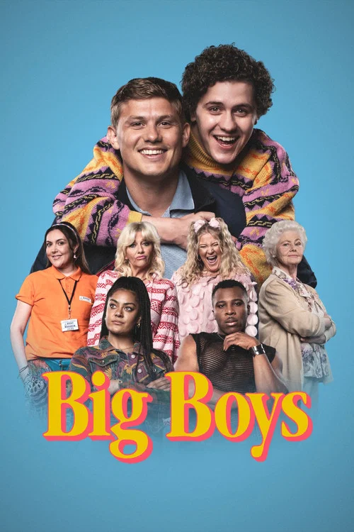This vibrant poster features two animated characters in colorful, playful clothing against a cheerful green background. The dynamic poses and expressive faces convey a lively, energetic mood, capturing the essence of the show's comedic and adventurous spirit.