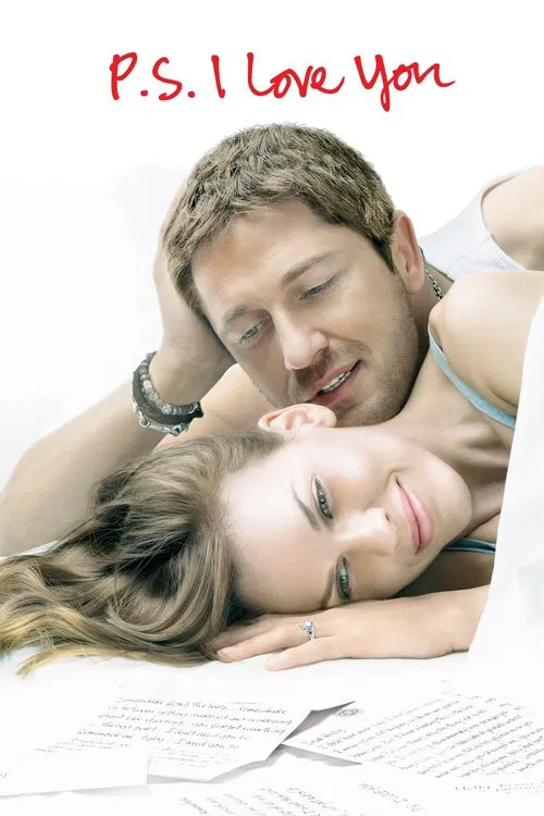 The poster features a tender, romantic scene with a man and woman lying close together, their expressions radiating happiness and affection. The warm, soft lighting enhances the intimate mood, while the red text at the top adds a touch of romance and warmth.