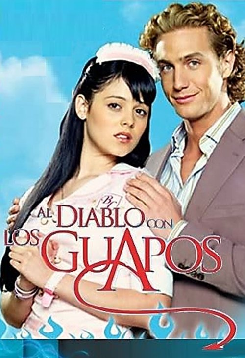 The poster features a romantic couple embracing against a bright blue sky, with the title "Down with the Beautiful" prominently displayed in elegant red script. The warm tones of the man's suit and the woman's soft pink dress contrast beautifully with the vivid background, evoking a cheerful and ...