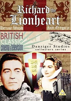 The poster features a dramatic portrait of Richard the Lionheart, exuding historical gravitas against a backdrop of medieval architecture. The warm tones of the image evoke the epic atmosphere of the story, while the bold typography and classic design elements suggest a timeless, timeless, and ti...